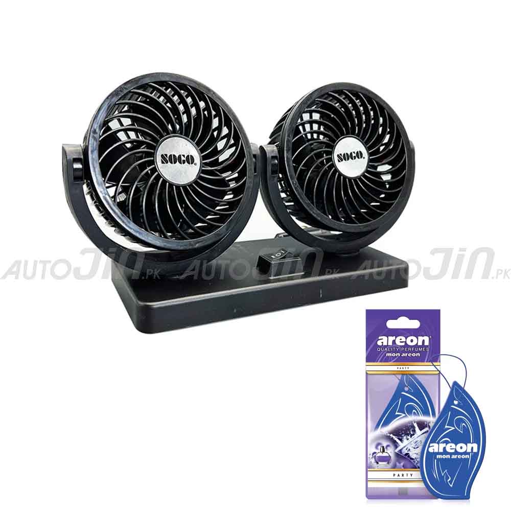 SOGO Double Headed Fan 12v with Free Areon Hanging Card Multi