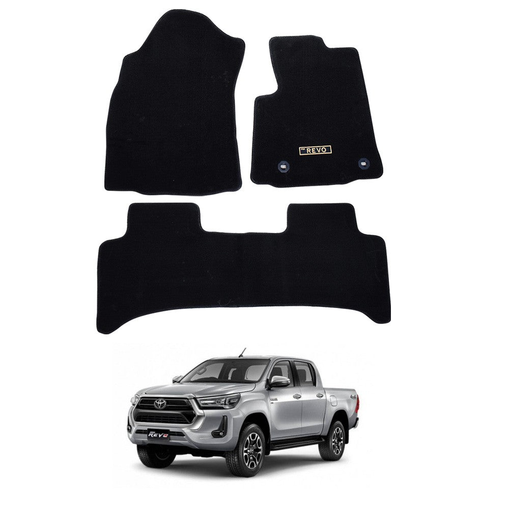 Sogo Toyota Hilux Revo 2016-22 Floor Carpet Mats Black - 3pcs