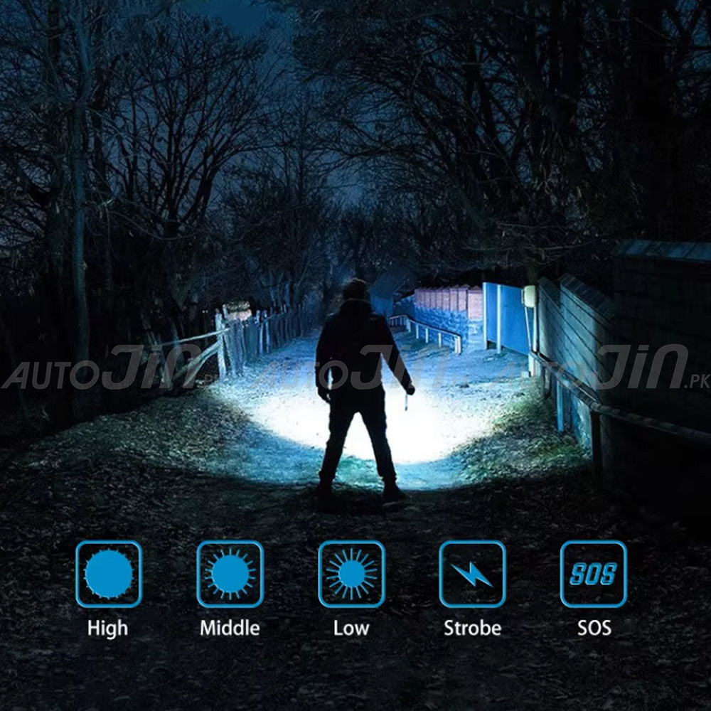 JAFS 5000mAh Super Bright 2000LM High Lumen Tactical Portable Flashlight Rechargeable IPX5 Waterproof Multi Mode Torch Flash Light